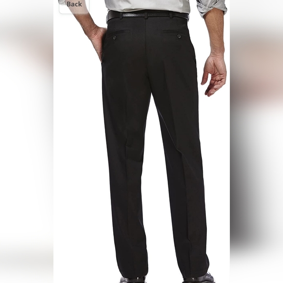 HAGGAR MENS BLACK PANTS CLASSIC FIT PREMIUM NO IRON KHAKI  SIZE W50 L30 NEW/TAGS - Picture 4 of 9